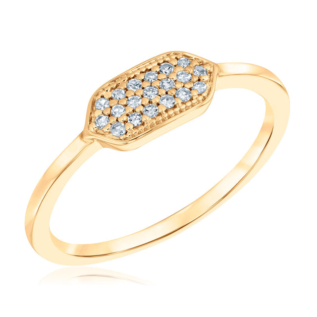 1/10ctw Diamond Yellow Gold Hexagon Ring