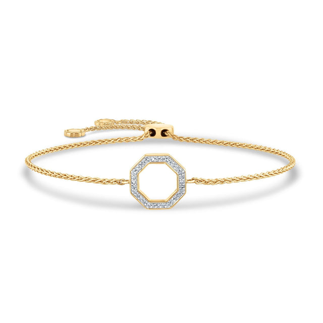 1/10ctw Diamond Yellow Gold Octagon Bolo Bracelet