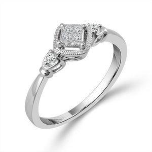 1/10ctw Princess Diamond White Gold Promise Ring - Size 6.5