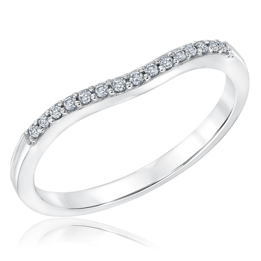 1/10ctw Round Diamond Curved White Gold Wedding Band | Embrace Collection