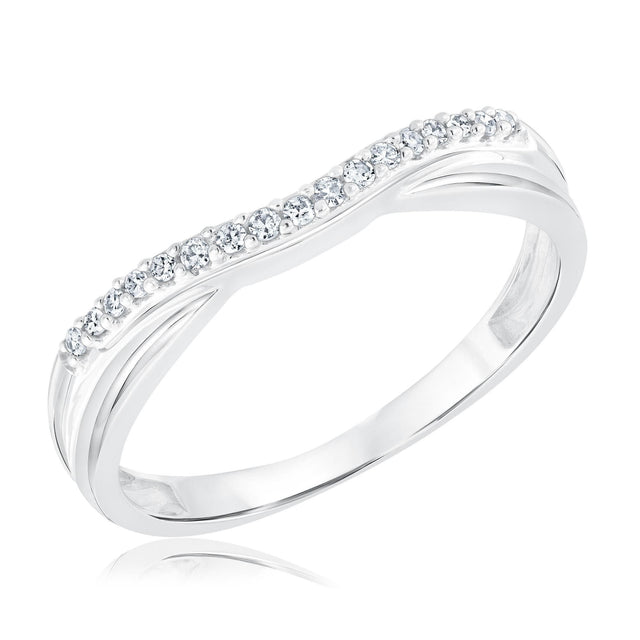 1/10ctw Round Diamond Curved White Gold Wedding Band | Embrace Collection