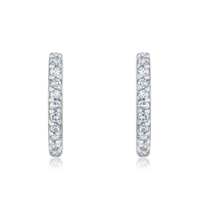 1/10ctw Round Diamond Yellow Gold J-Hoop Earrings