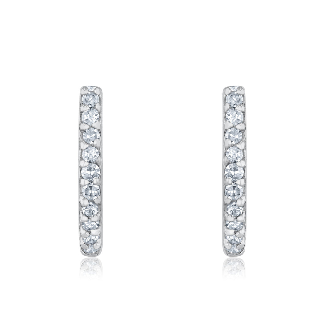 1/10ctw Round Diamond Yellow Gold J-Hoop Earrings