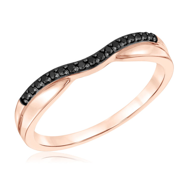 1/10ctw Round Treated Black Diamond Rose Gold Curved Wedding Band | Embrace Collection