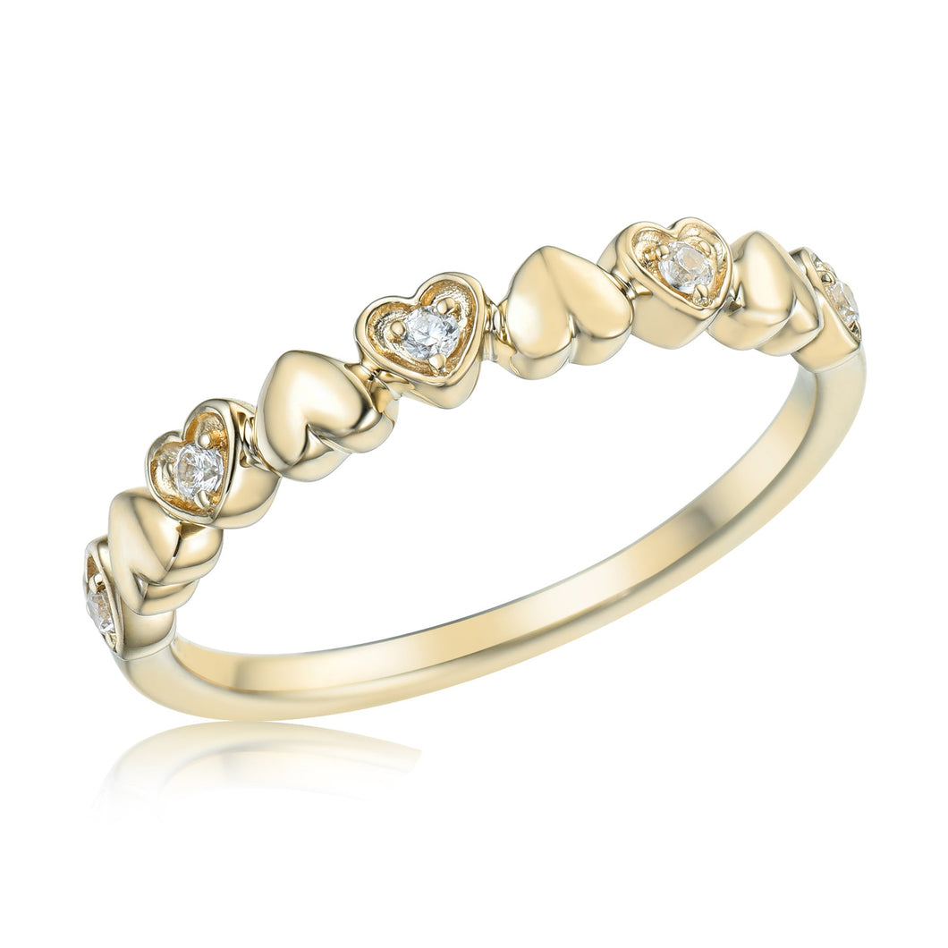 1/15ctw Diamond Heart Yellow Gold Stackable Ring - Size 6