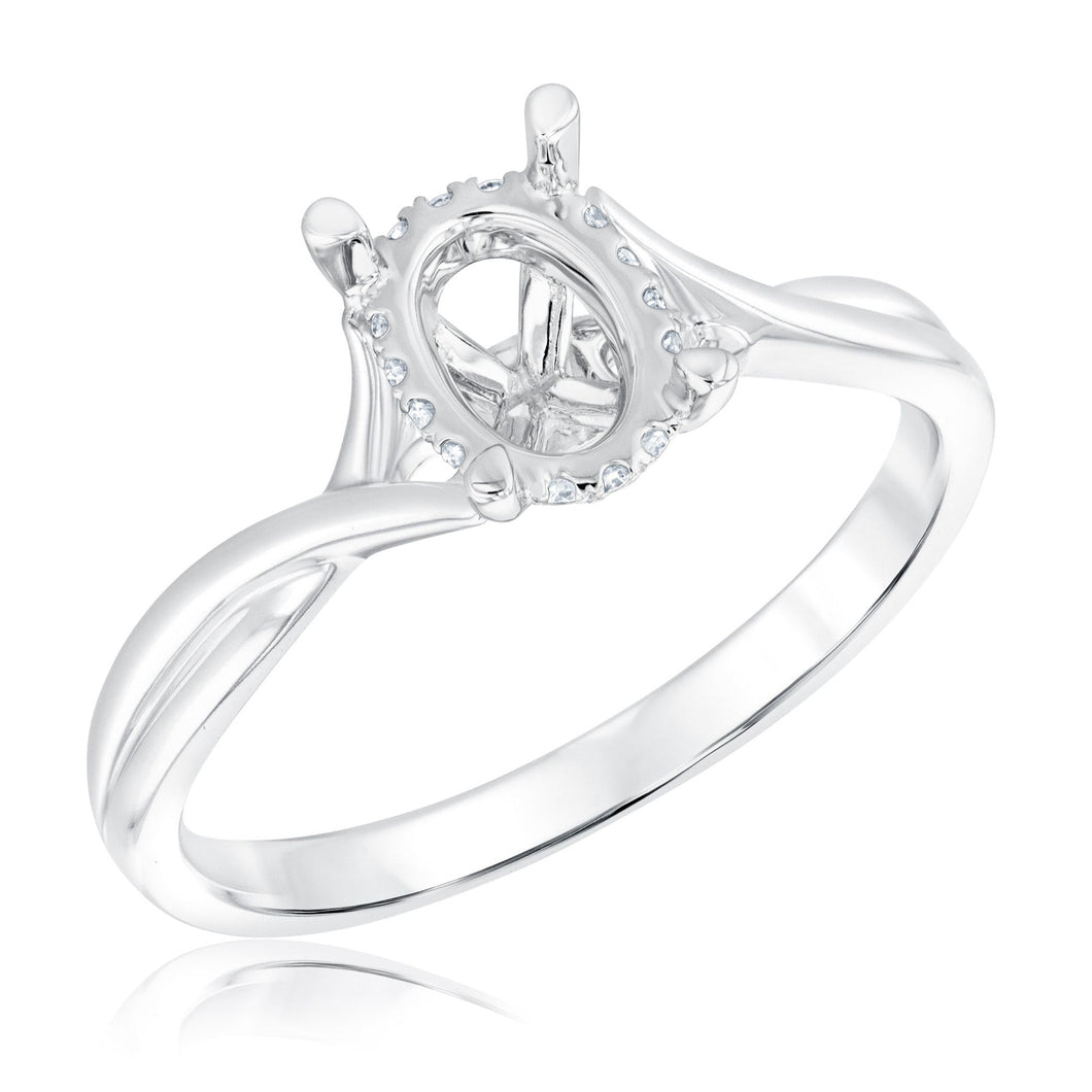 1/15ctw Diamond Oval White Gold Engagement Ring Setting - Size 7.5