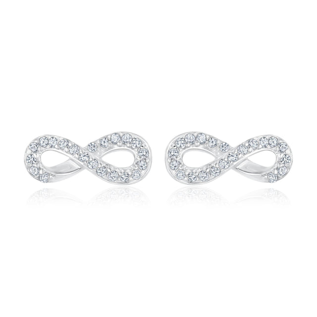 1/15ctw Diamond Sterling Silver Infinity Stud Earrings