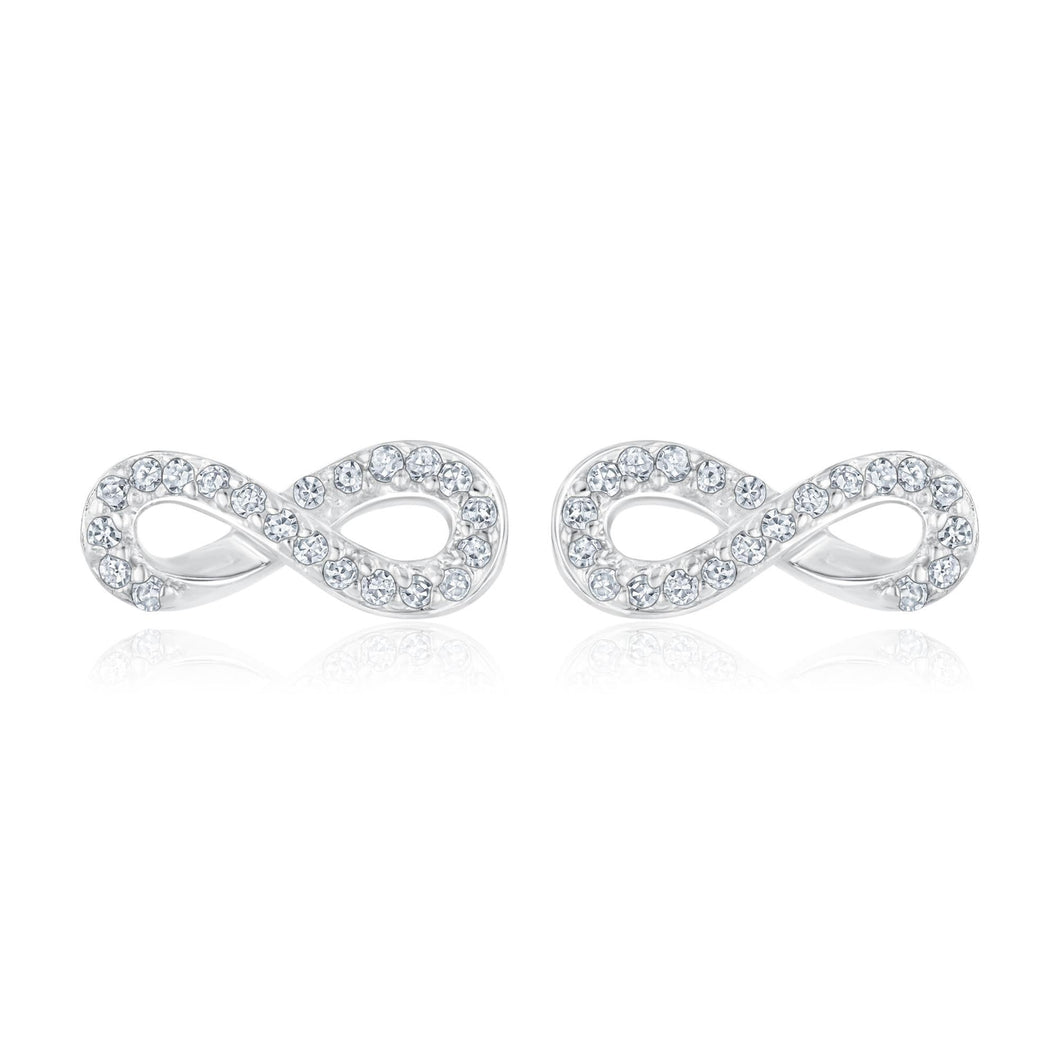 1/15ctw Diamond Sterling Silver Infinity Stud Earrings