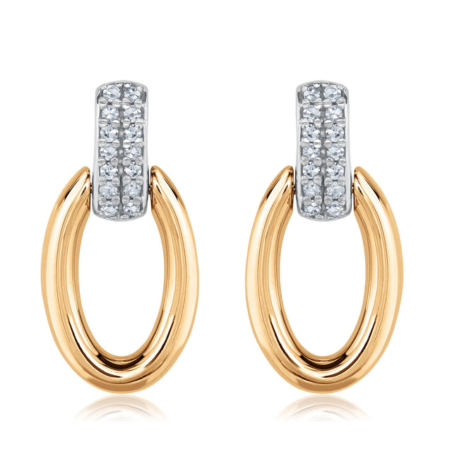 1/15ctw Diamond Two-Tone Oval Drop Earrings
