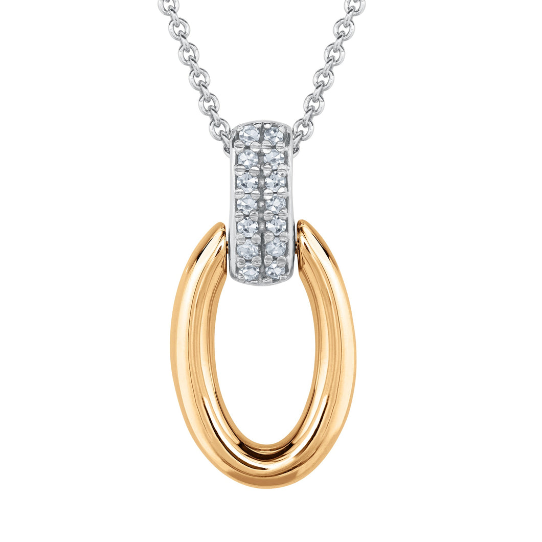 1/15ctw Diamond Two-Tone Oval Pendant Necklace