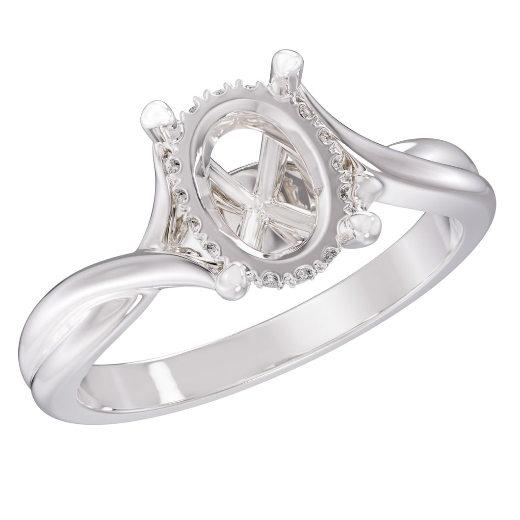 1/15ctw Diamond White Gold Engagement Ring Setting | Size 6