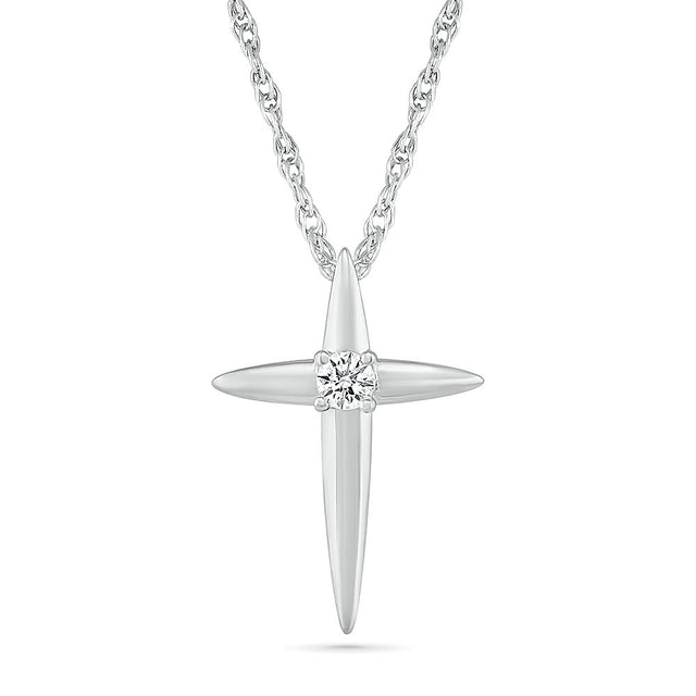 1/20ct Diamond Cross White Gold Pendant Necklace