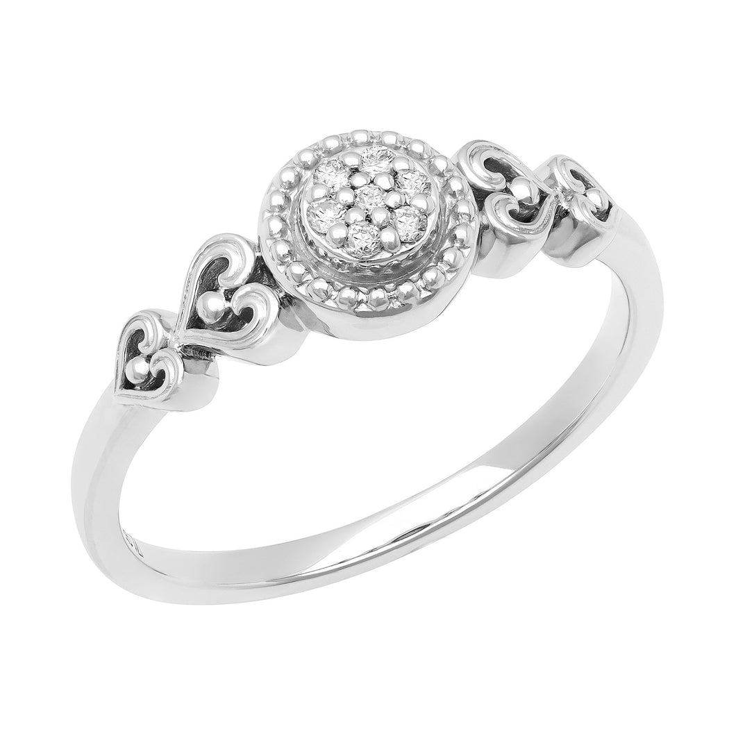 1/20ctw Diamond Cluster Heart Promise Ring - Size 6