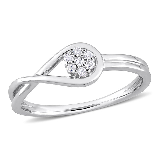 1/20ctw Diamond Cluster Sterling Silver Infinity Promise Ring - Size 6