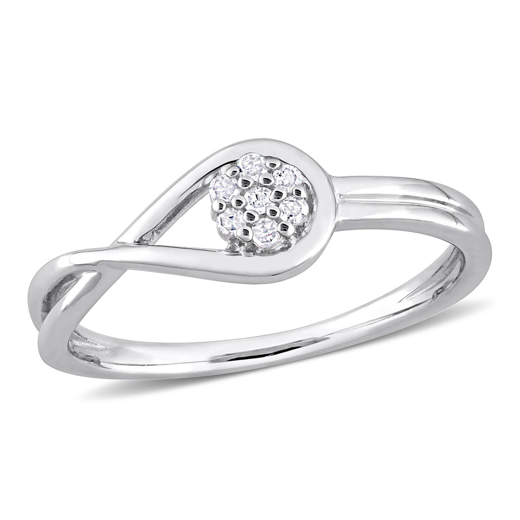 1/20ctw Diamond Cluster Sterling Silver Infinity Promise Ring - Size 6