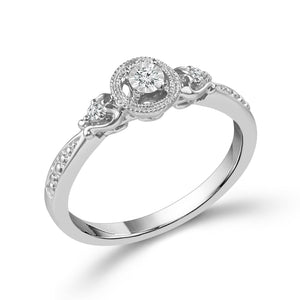 1/20ctw Diamond Heart Motif White Gold Promise Ring - Size 7.5
