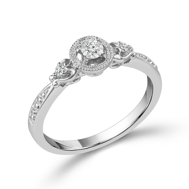 1/20ctw Diamond Heart Motif White Gold Promise Ring - Size 7.5