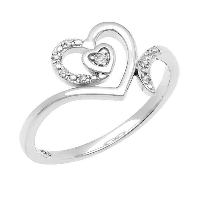 1/20ctw Diamond Heart Swirl Sterling Silver Promise Ring - Size 5