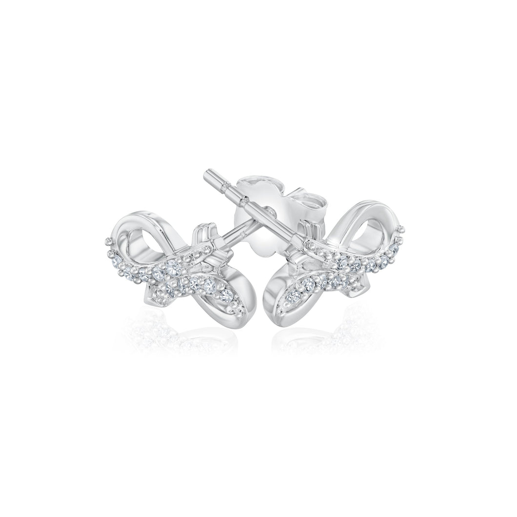 1/20ctw Diamond Infinity Arrow Sterling Silver Stud Earrings
