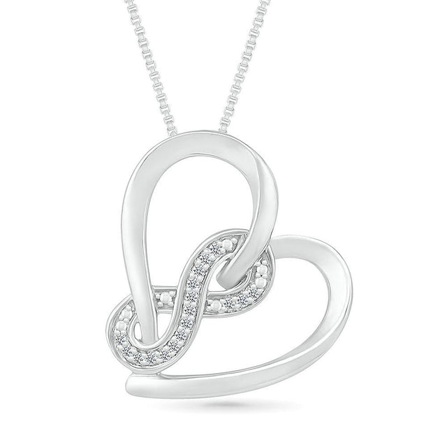 1/20ctw Interlocking Diamond Heart Infinity Pendant Necklace