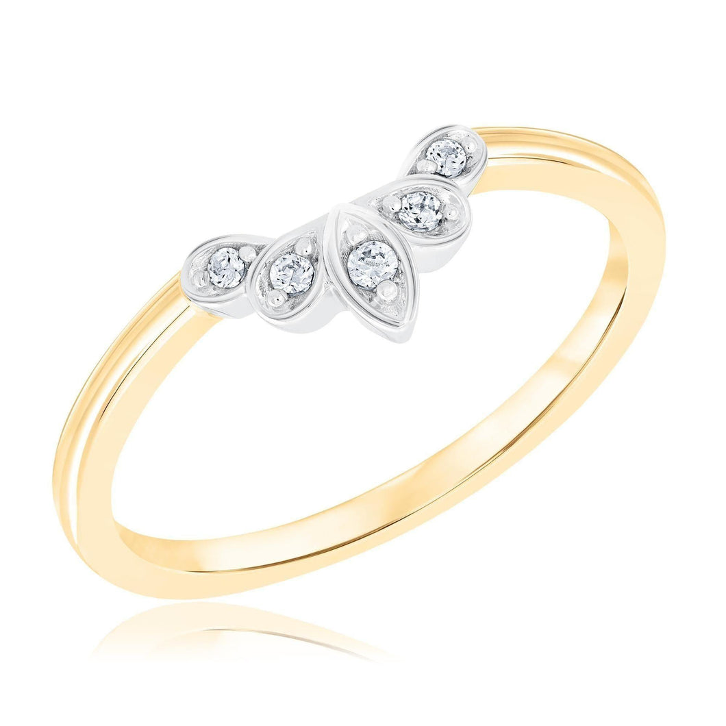 1/20ctw Round Diamond Demi Halo Yellow Gold Wedding Band | Embrace Collection