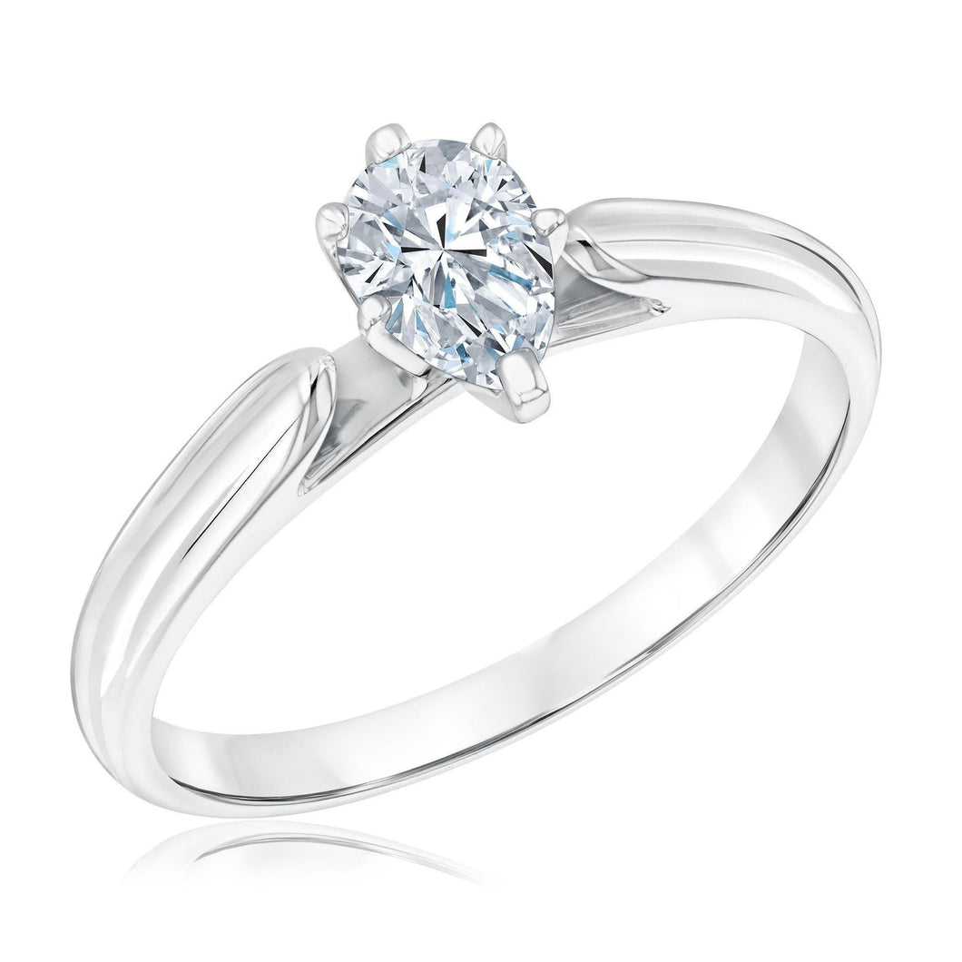 1/2ct Pear Diamond Solitaire White Gold Engagement Ring - Heritage Collection