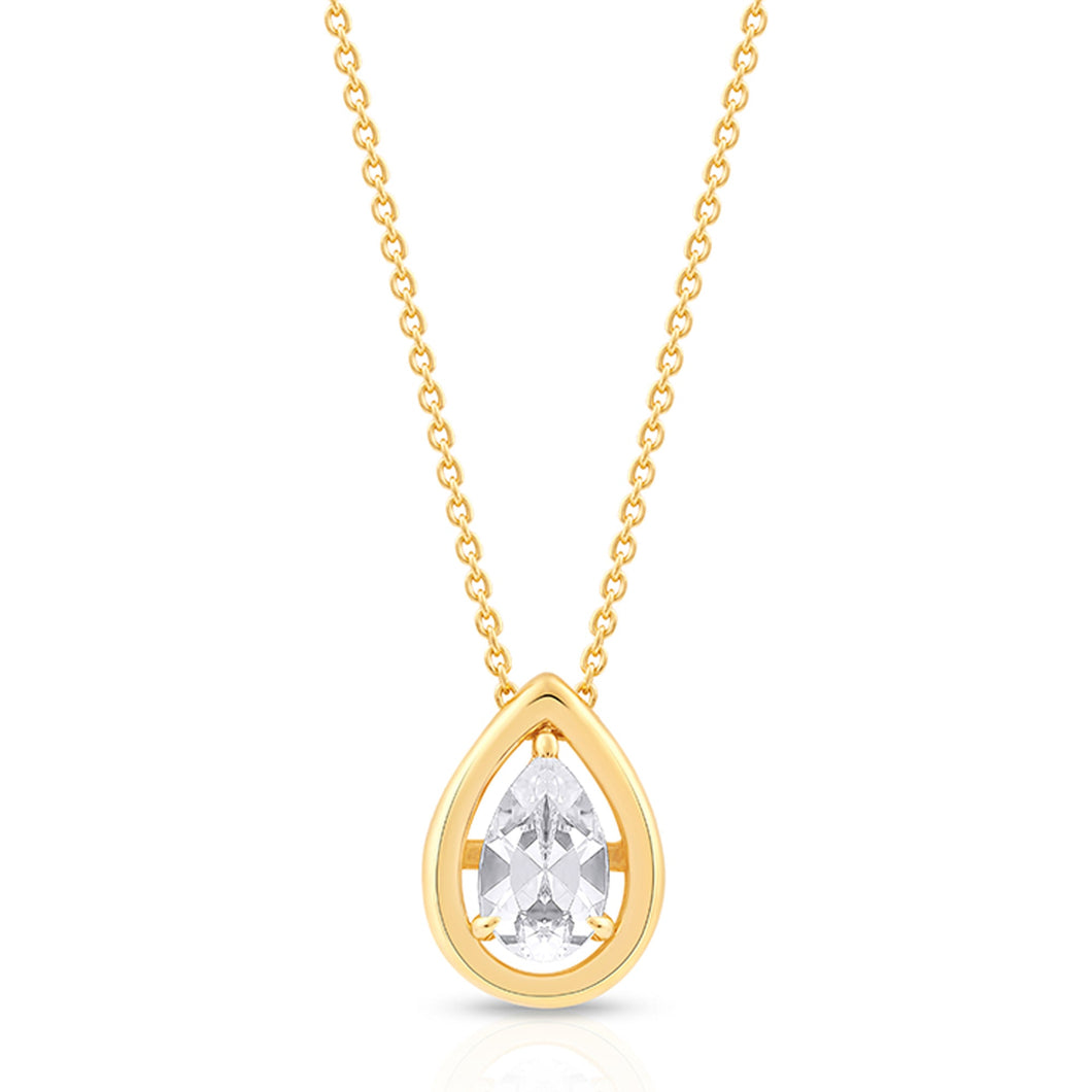 1/2ct Pear-Shaped Diamond Solitaire Yellow Gold Pendant Necklace