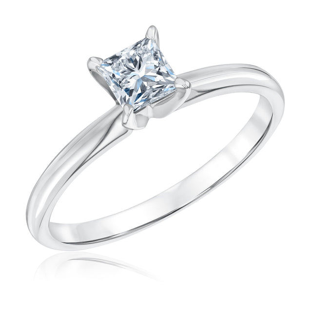 1/2ct Princess Diamond Solitaire White Gold Engagement Ring - Heritage Collection
