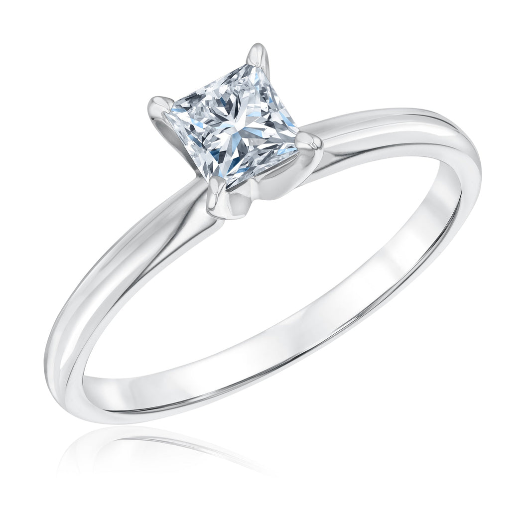 1/2ct Princess Diamond Solitaire White Gold Engagement Ring - Heritage Collection