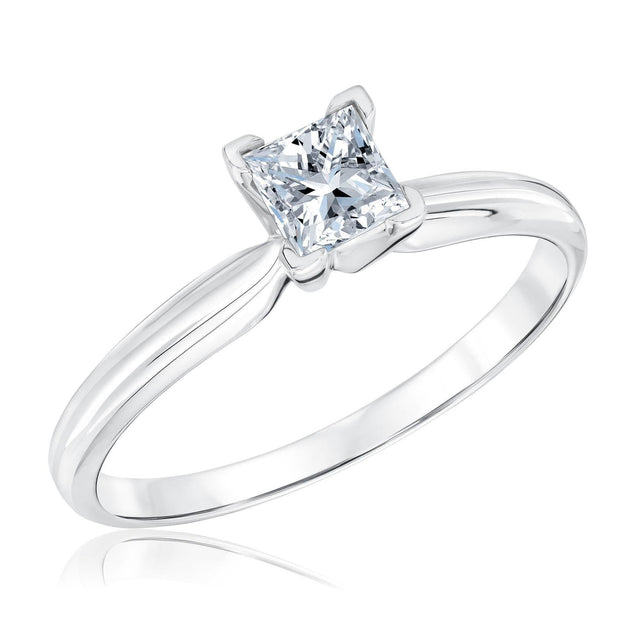1/2ct Princess Diamond Solitaire White Gold Engagement Ring - Solitaire Collection