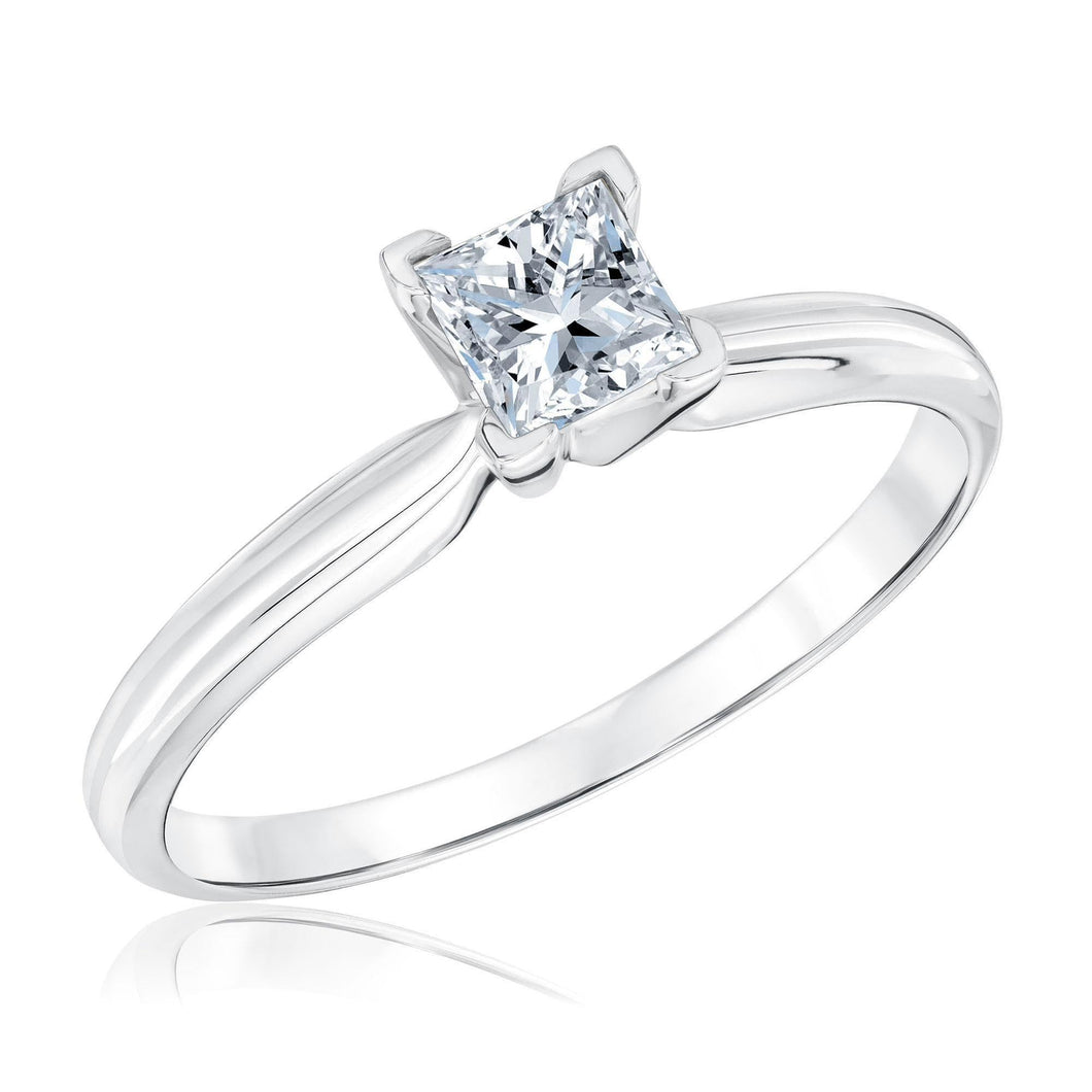 1/2ct Princess Diamond Solitaire White Gold Engagement Ring - Solitaire Collection