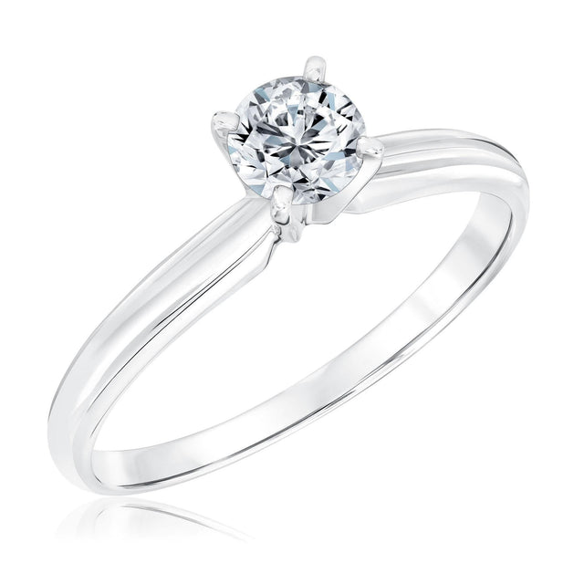 1/2ct Round Diamond Solitaire White Gold Engagement Ring - Solitaire Collection