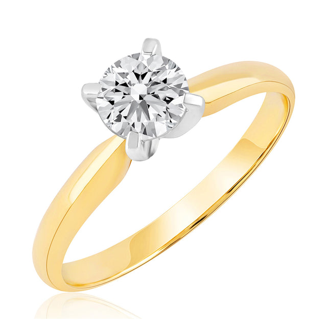 1/2ct Round Diamond Solitaire Yellow Gold Engagement Ring - Heritage Collection - Size 5