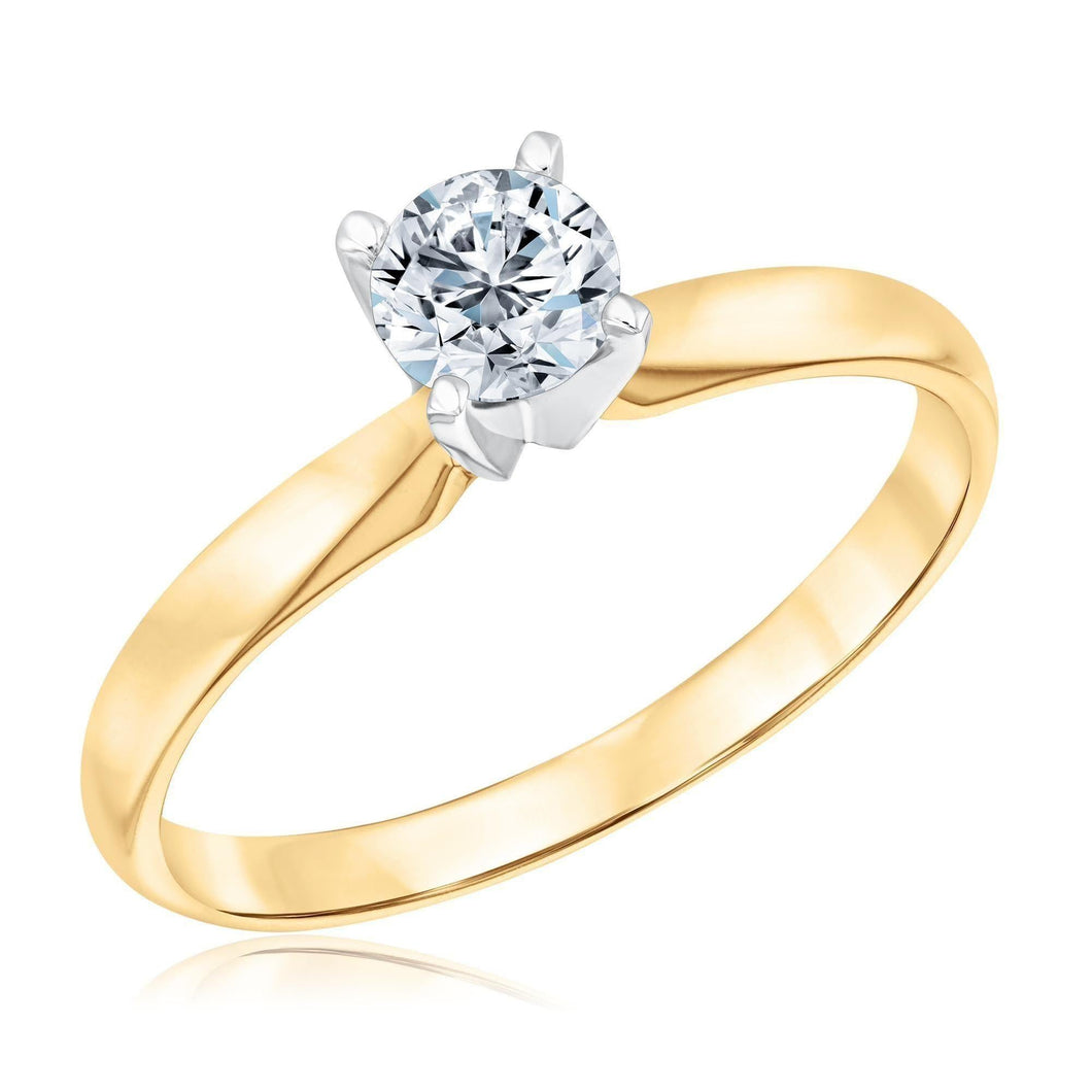 1/2ct Round Diamond Solitaire Yellow Gold Engagement Ring - Solitaire Collection