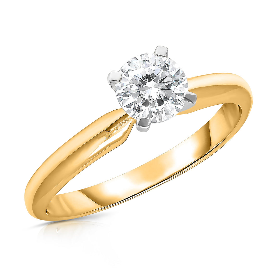 1/2ct Round Lab Grown Diamond Solitaire Yellow Gold Engagement Ring | Size 5