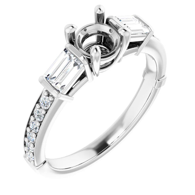 1/2ctw Baguette Accented White Gold Engagement Ring Setting