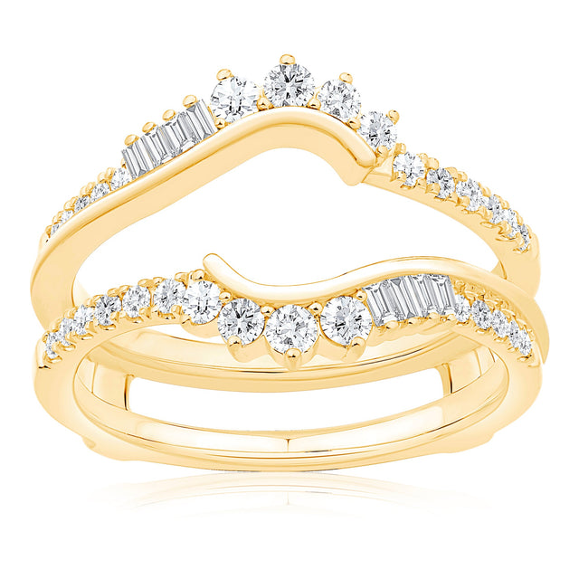 1/2ctw Baguette and Round Diamond Yellow Gold Ring Guard - Embrace Collection