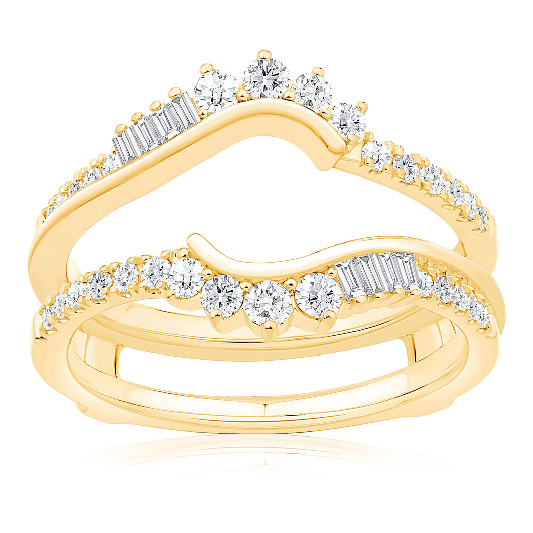 1/2ctw Baguette and Round Diamond Yellow Gold Ring Guard - Embrace Collection