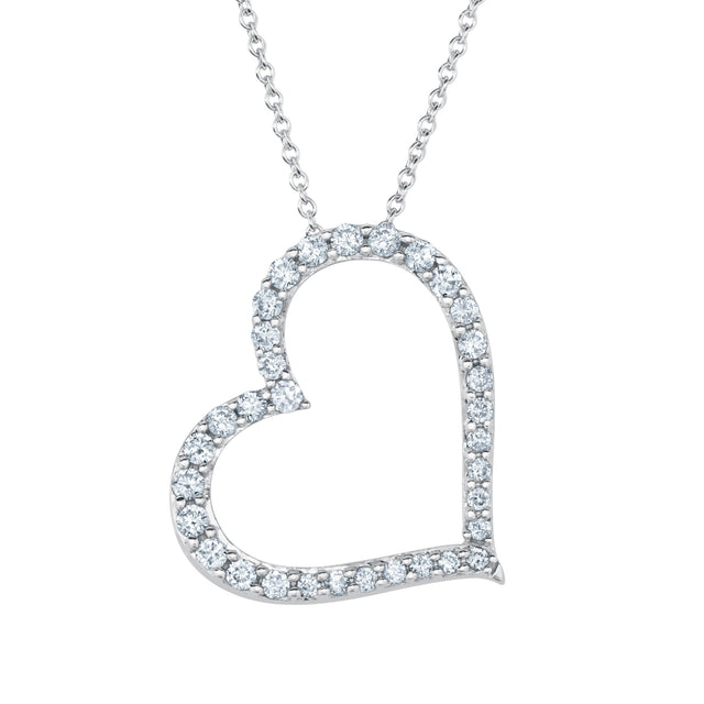 1/2ctw Diamond Asymmetrical Heart White Gold Pendant Necklace