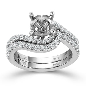 1/2ctw Diamond Bypass White Gold Engagement Ring Setting and Wedding Ring Bridal Set