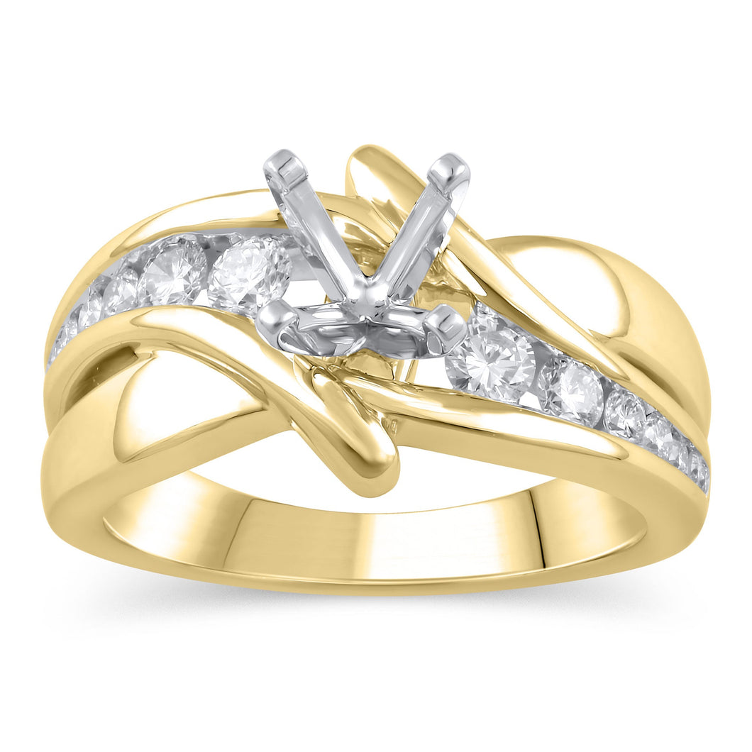 1/2ctw Diamond Bypass Yellow Gold Engagement Ring Setting | Design Collection | Size 5