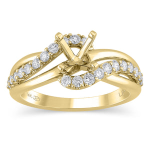 1/2ctw Diamond Bypass Yellow Gold Engagement Ring Setting