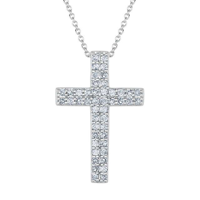1/2ctw Diamond Cross White Gold Pendant Necklace