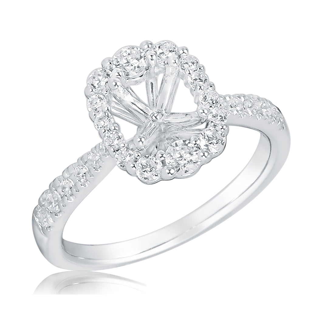 1/2ctw Diamond Frame White Gold Engagement Ring Setting | Size 5