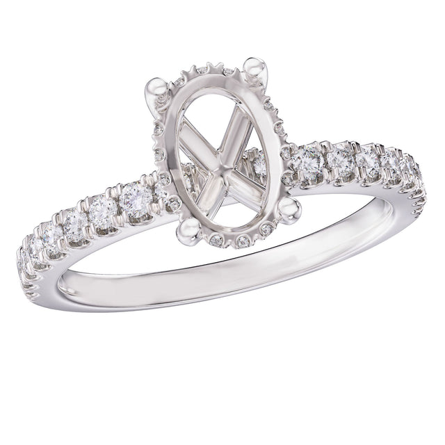 1/2ctw Diamond Halo White Gold Engagement Ring Setting - Design Collection - Size 5