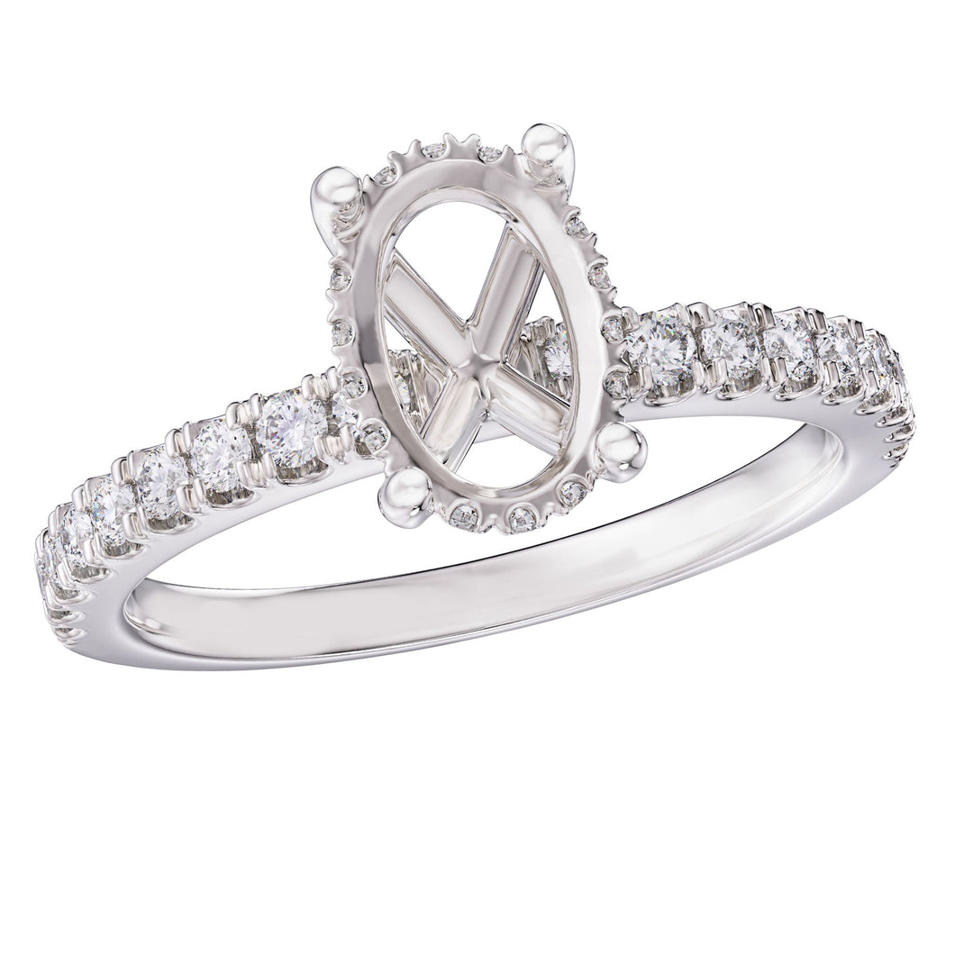 1/2ctw Diamond Halo White Gold Engagement Ring Setting - Design Collection - Size 5