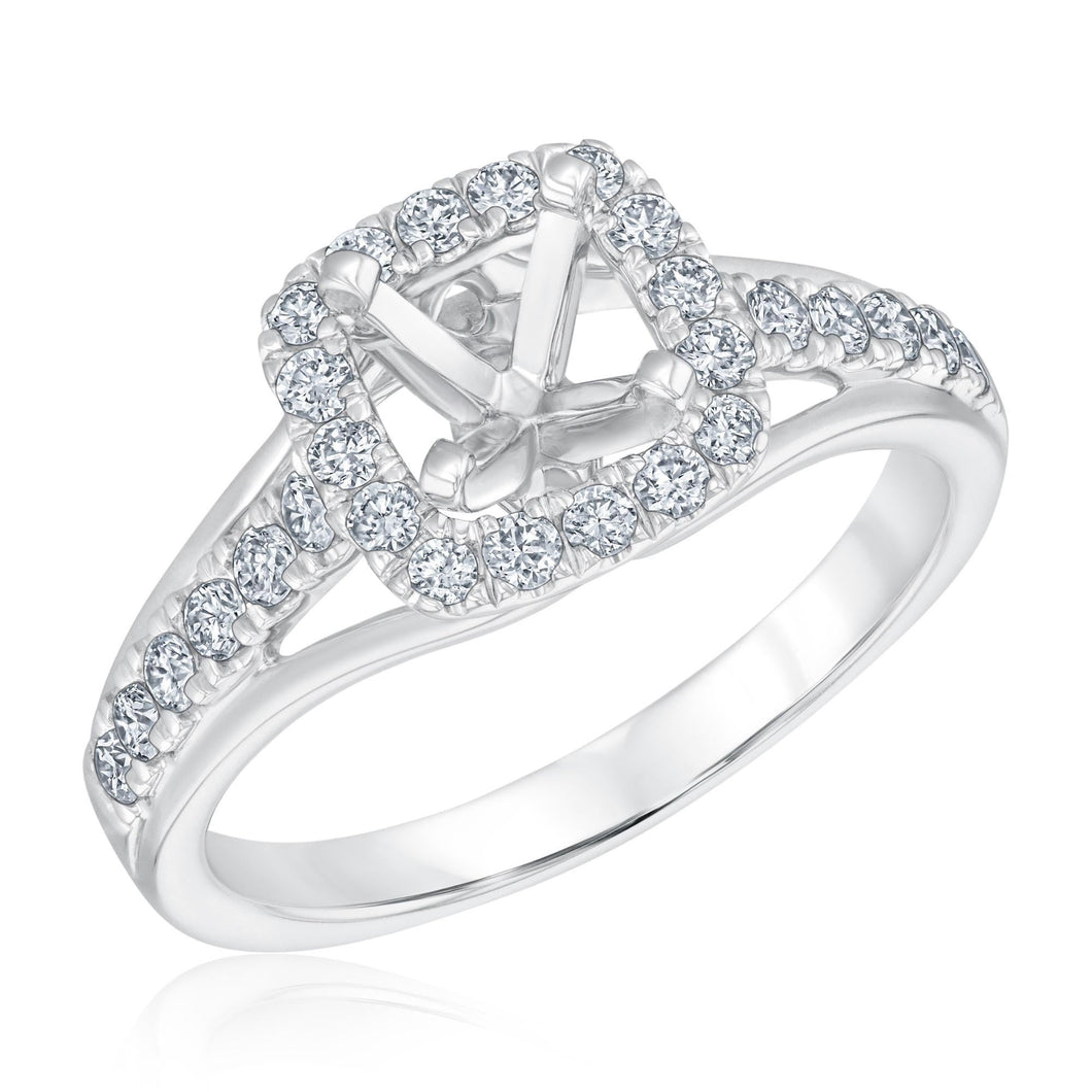 1/2ctw Diamond Halo White Gold Engagement Ring Setting | Design Collection