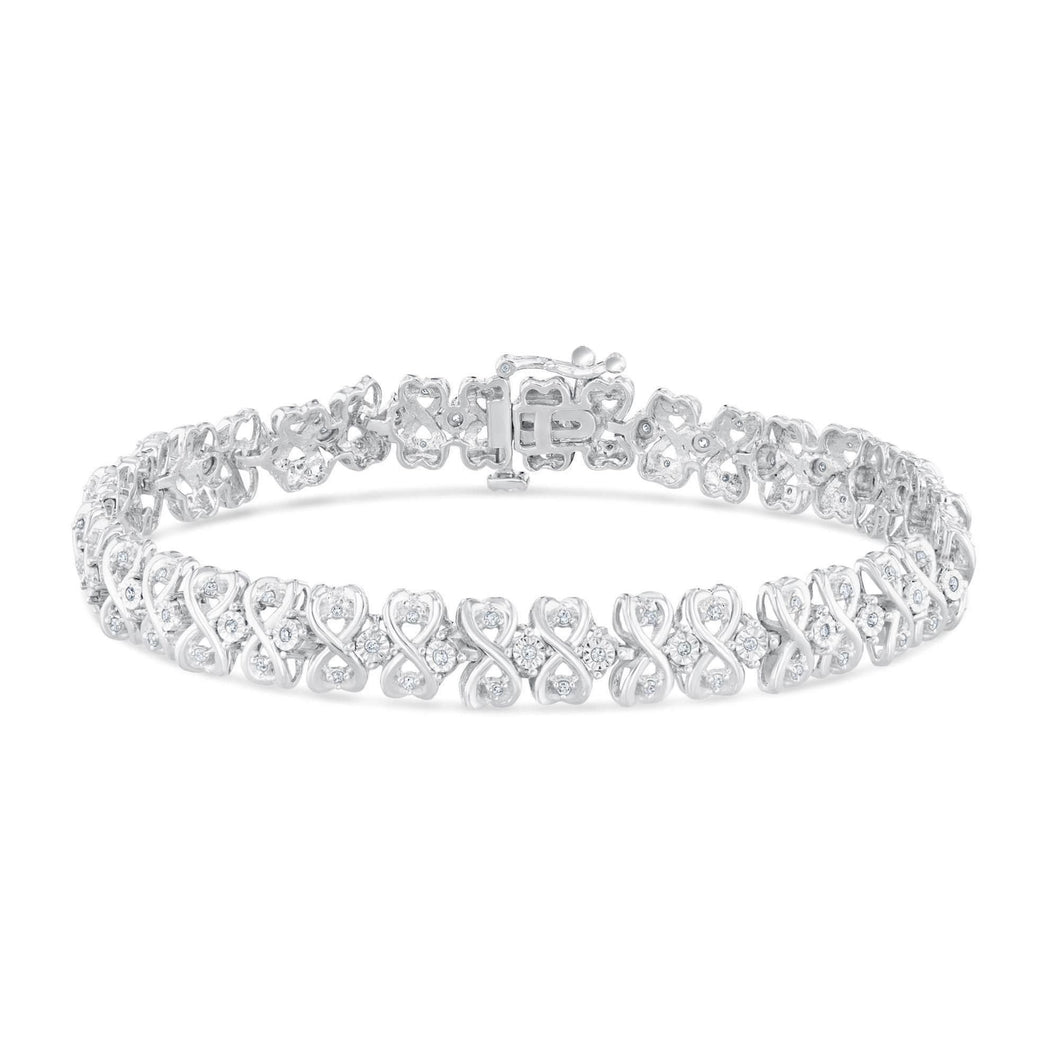 1/2ctw Diamond Infinity Link Sterling Silver Bracelet | 7.25 Inches