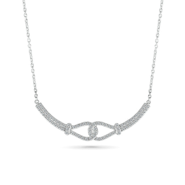 1/2ctw Diamond Interlink Curved Bar White Gold Necklace