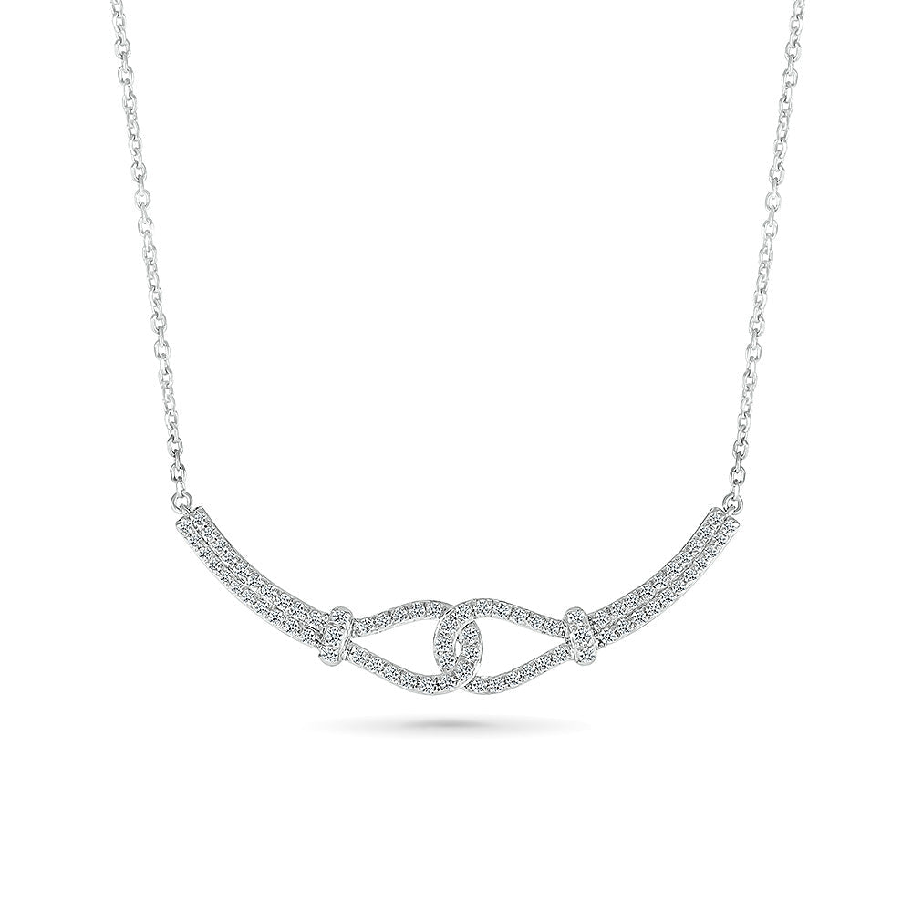 1/2ctw Diamond Interlink Curved Bar White Gold Necklace